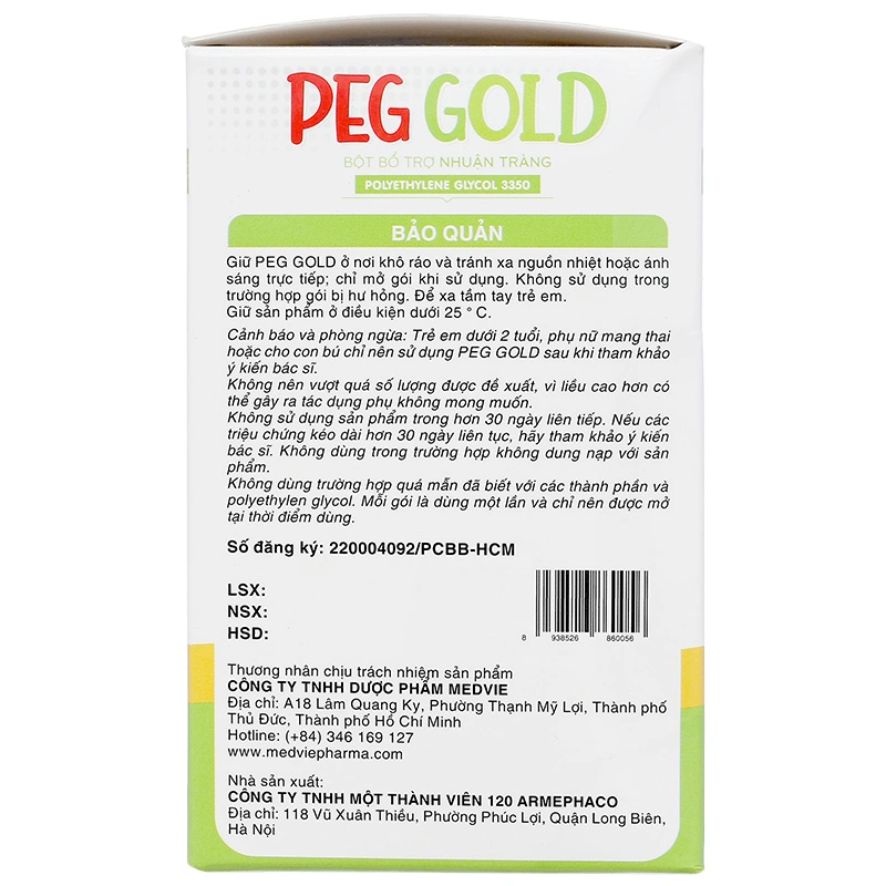Bột bổ trợ nhuận tràng PEG Gold hộp 30 gói x 6.65g - 2
